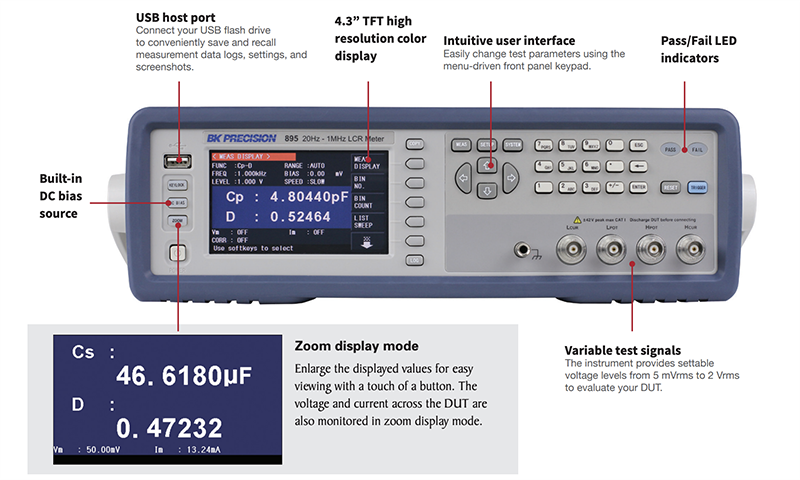 B&K Precision Models 894/895 500kHz/1MHz Precision LCR Meters
